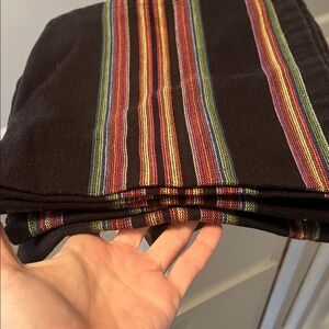 Crate Barrel Lot 6 Black Mercado Striped Cotton Napkin 21x21”